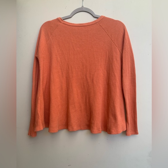 Free People Long Sleeve orange waffle tee. Size XSmall - Picture 4 of 6